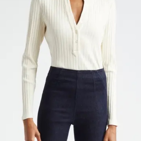 NEW Veronica Beard Jocelyn Henley Shirt in Ivory Size Medium - Picture 2 of 8